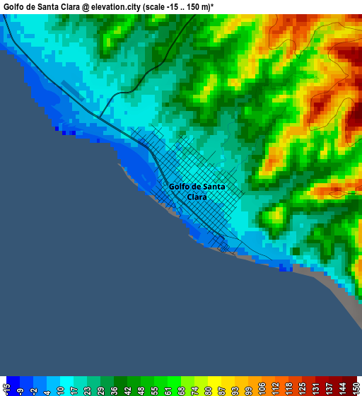 Golfo de Santa Clara elevation map