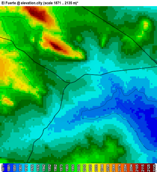 El Fuerte elevation map