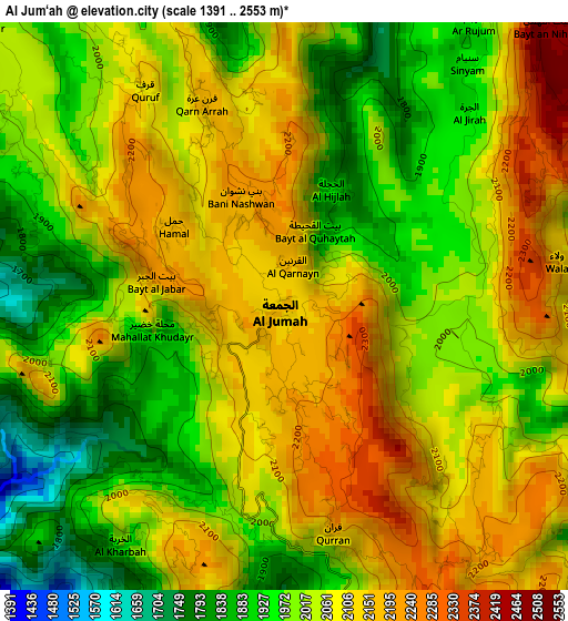 Al Jum‘ah elevation map