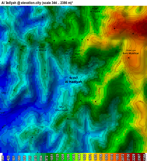 Al Ḩadīyah elevation map