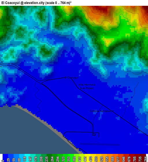 El Coacoyul elevation map