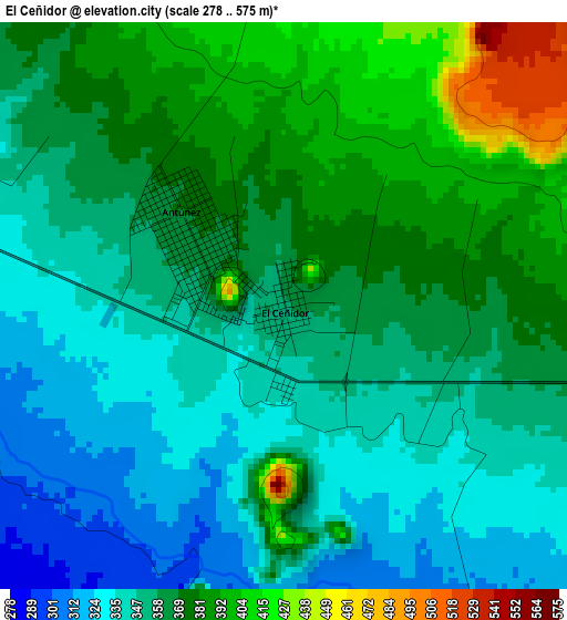 El Ceñidor elevation map