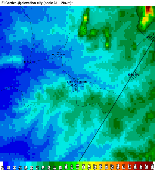 El Carrizo elevation map