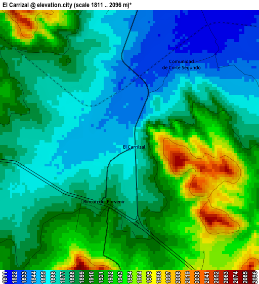 El Carrizal elevation map