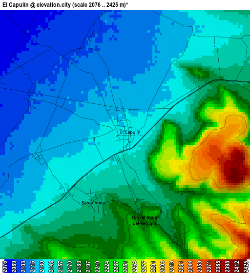 El Capulín elevation map