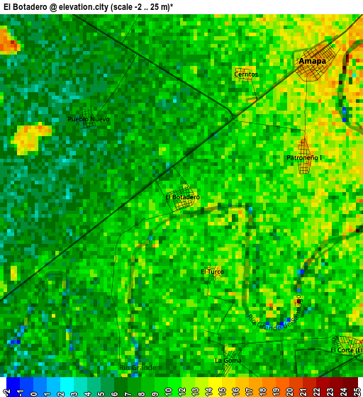 El Botadero elevation map