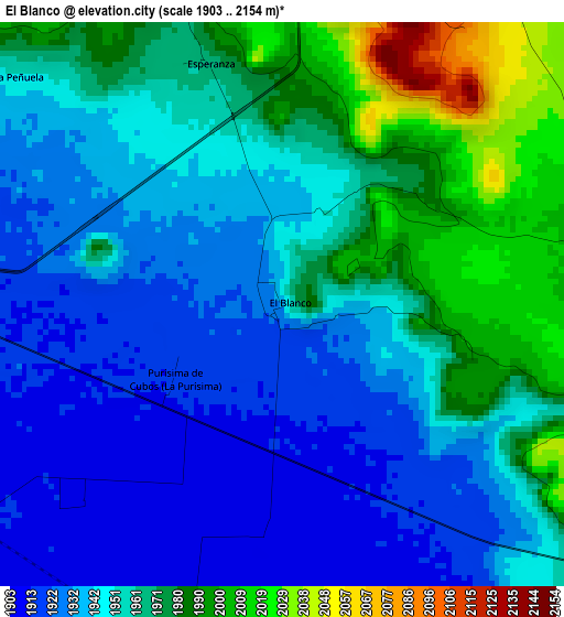 El Blanco elevation map