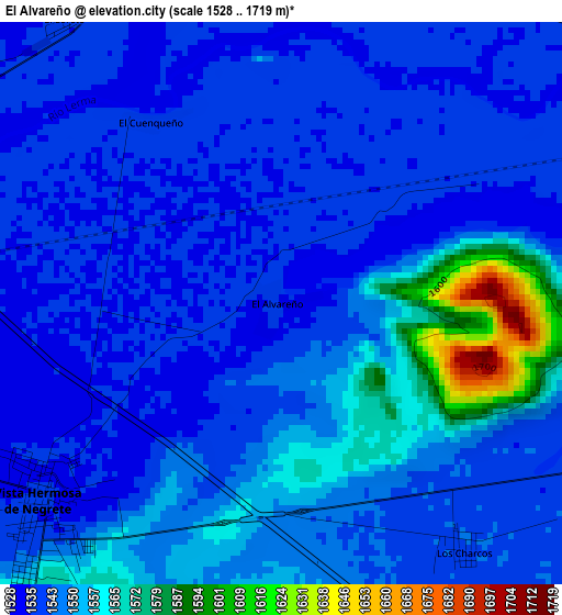 El Alvareño elevation map