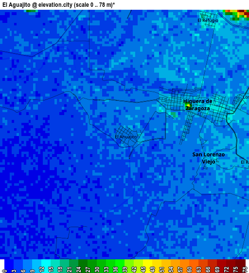 El Aguajito elevation map