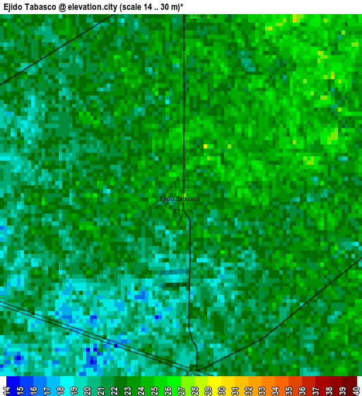 Ejido Tabasco elevation map