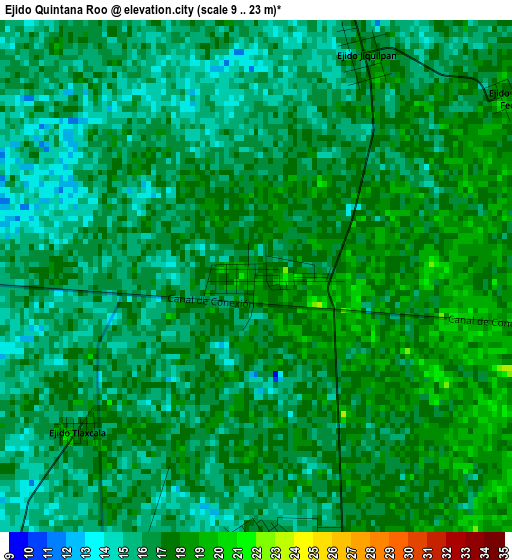 Ejido Quintana Roo elevation map