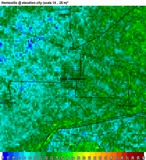 Hermosillo elevation map