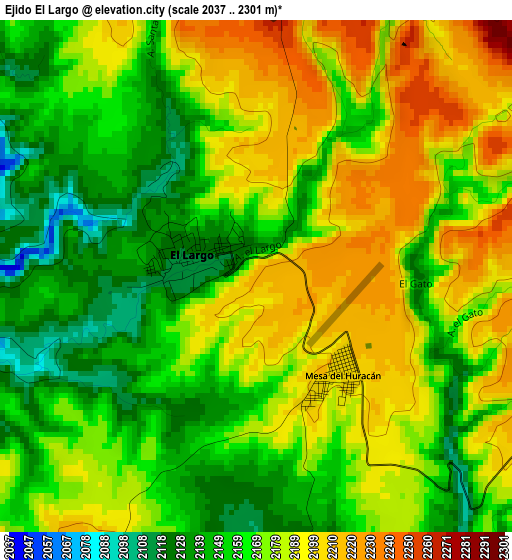 Ejido El Largo elevation map