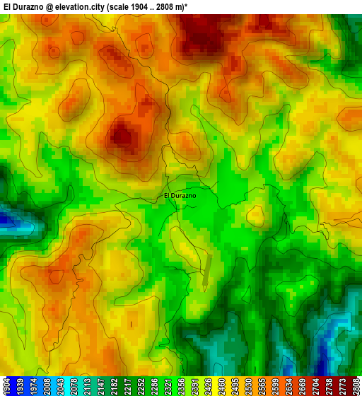 El Durazno elevation map