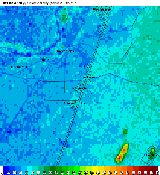 Dos de Abril elevation map