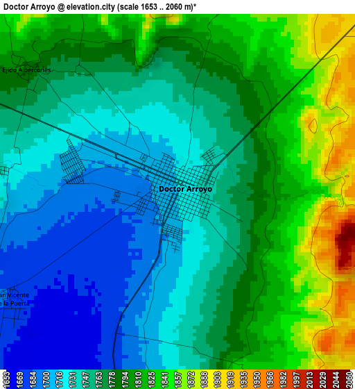 Doctor Arroyo elevation map