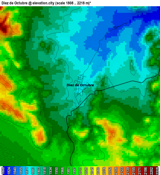 Diez de Octubre elevation map