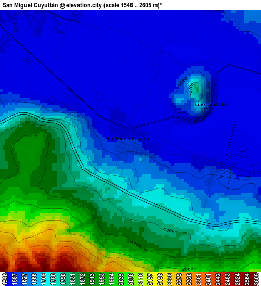 San Miguel Cuyutlán elevation map