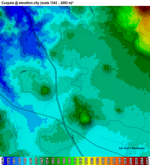 Cuxpala elevation map