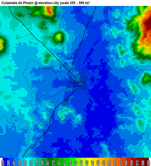 Cutzamala de Pinzón elevation map