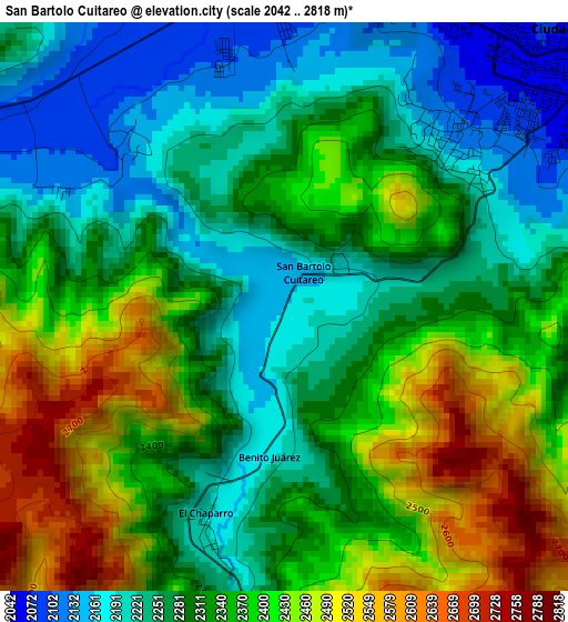 San Bartolo Cuitareo elevation map