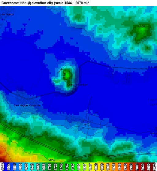 Cuexcomatitlán elevation map