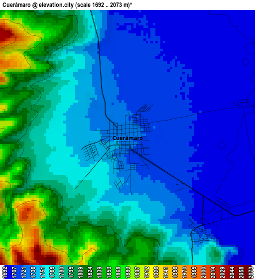 Cuerámaro elevation map