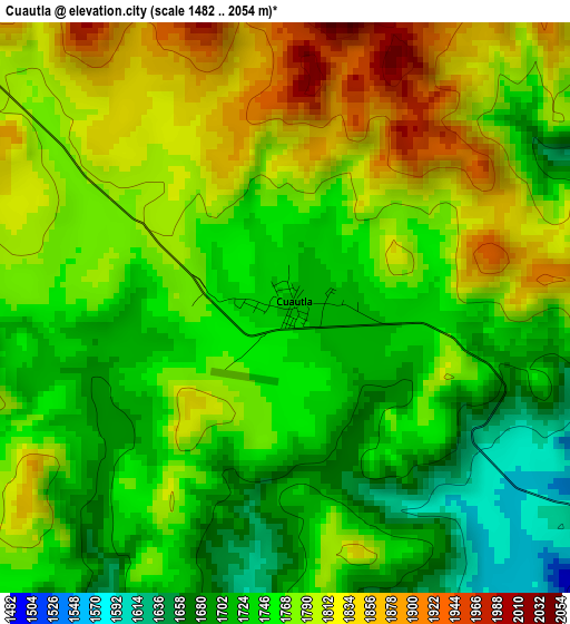 Cuautla elevation map