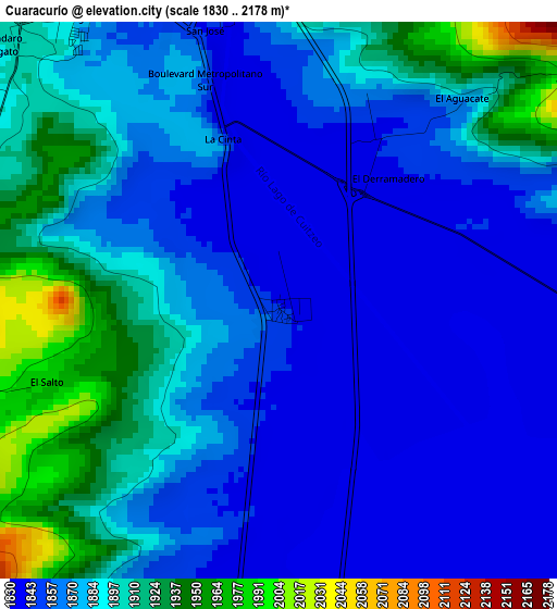 Cuaracurío elevation map