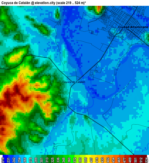 Coyuca de Catalán elevation map