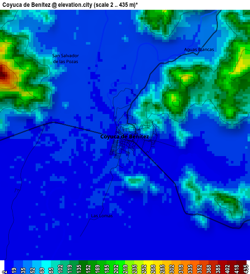 Coyuca de Benítez elevation map