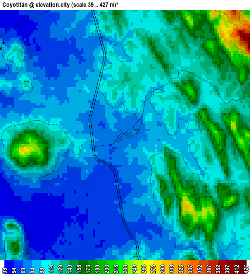 Coyotitán elevation map