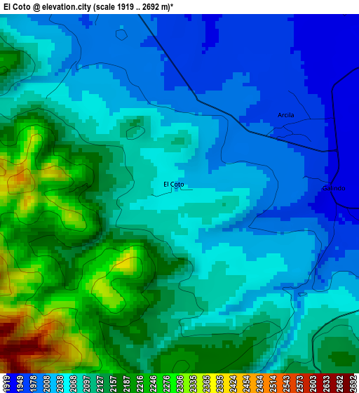 El Coto elevation map