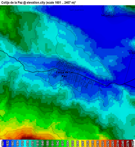 Cotija de la Paz elevation map