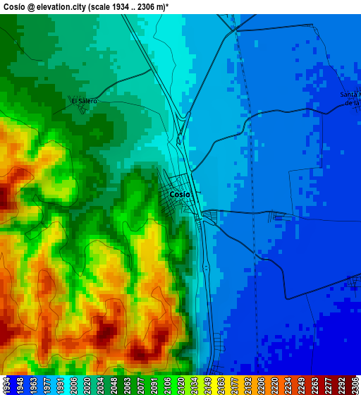 Cosío elevation map