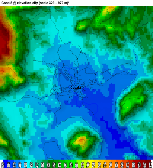 Cosalá elevation map