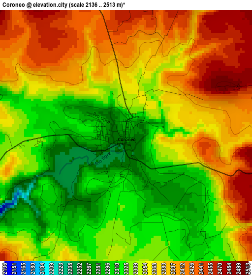 Coroneo elevation map