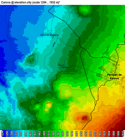 Carona elevation map