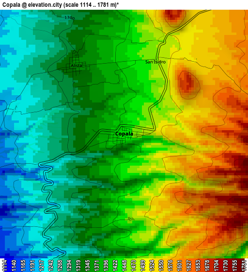 Copala elevation map