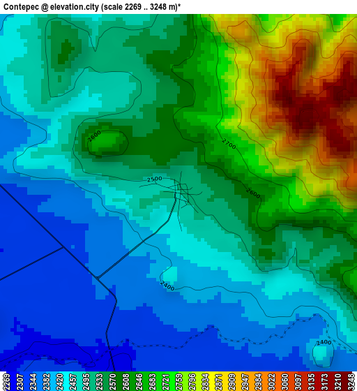 Contepec elevation map