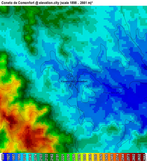 Coneto de Comonfort elevation map