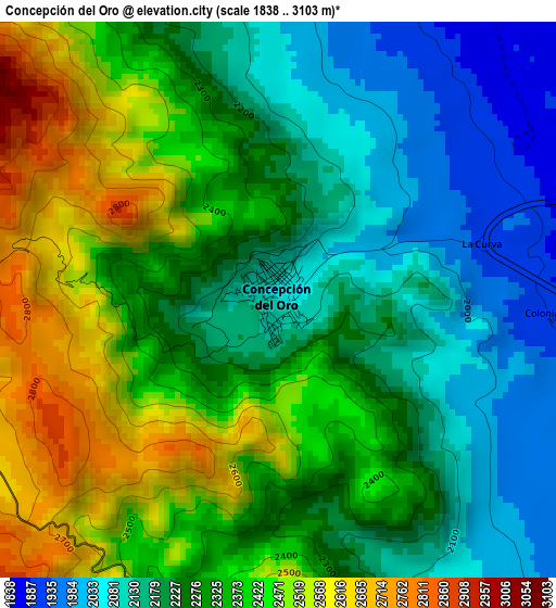 Concepción del Oro elevation map