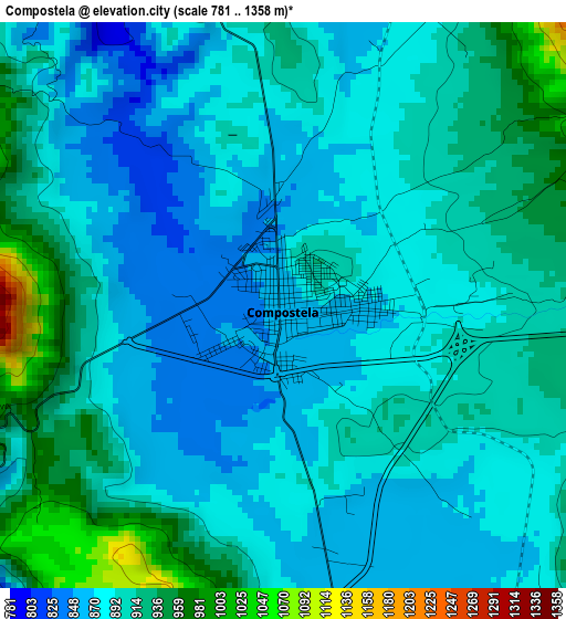 Compostela elevation map