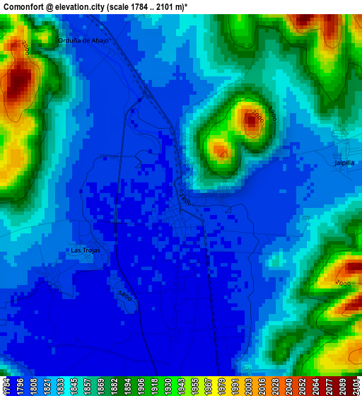 Comonfort elevation map