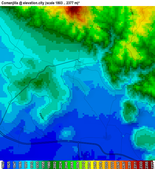 Comanjilla elevation map