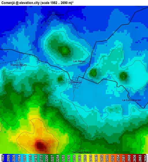 Comanjá elevation map