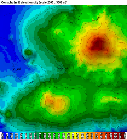 Comachuén elevation map