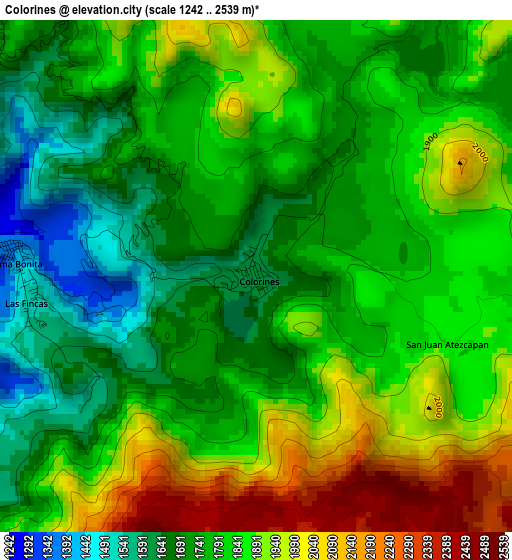 Colorines elevation map