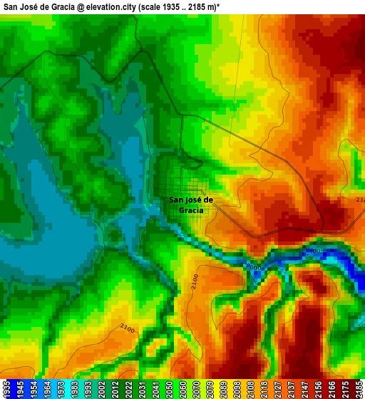 San José de Gracia elevation map