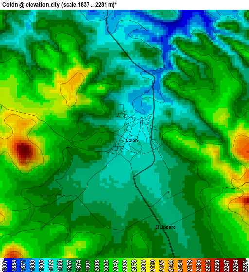 Colón elevation map